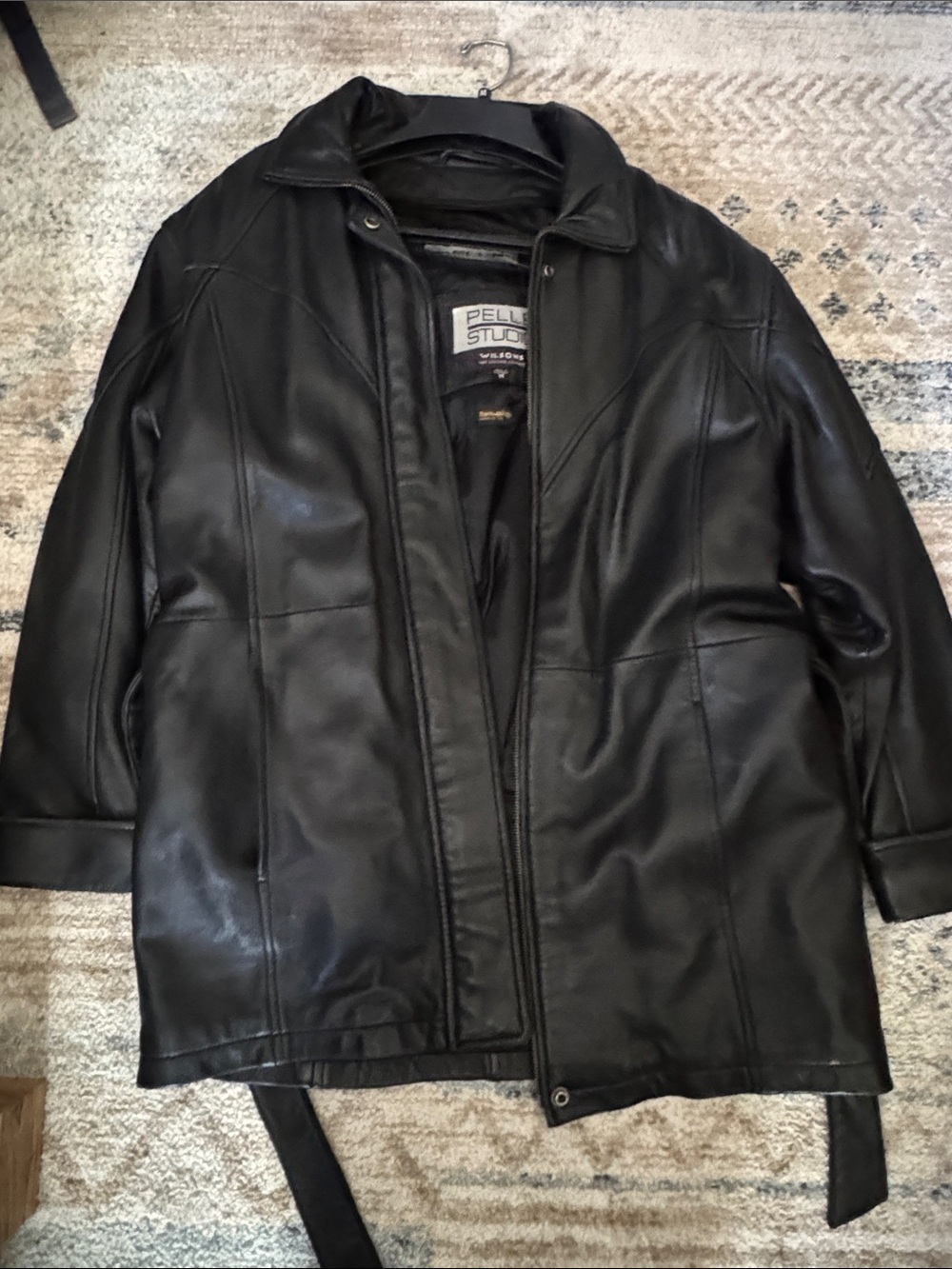 Pelle Studio Black Leather Trench Coat